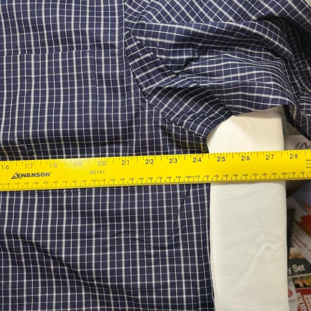 Duluth Trading Co Mens L Wrinklefighter Shirt Navy Check Plaid Long Sleeve NWT - Picture 5 of 5